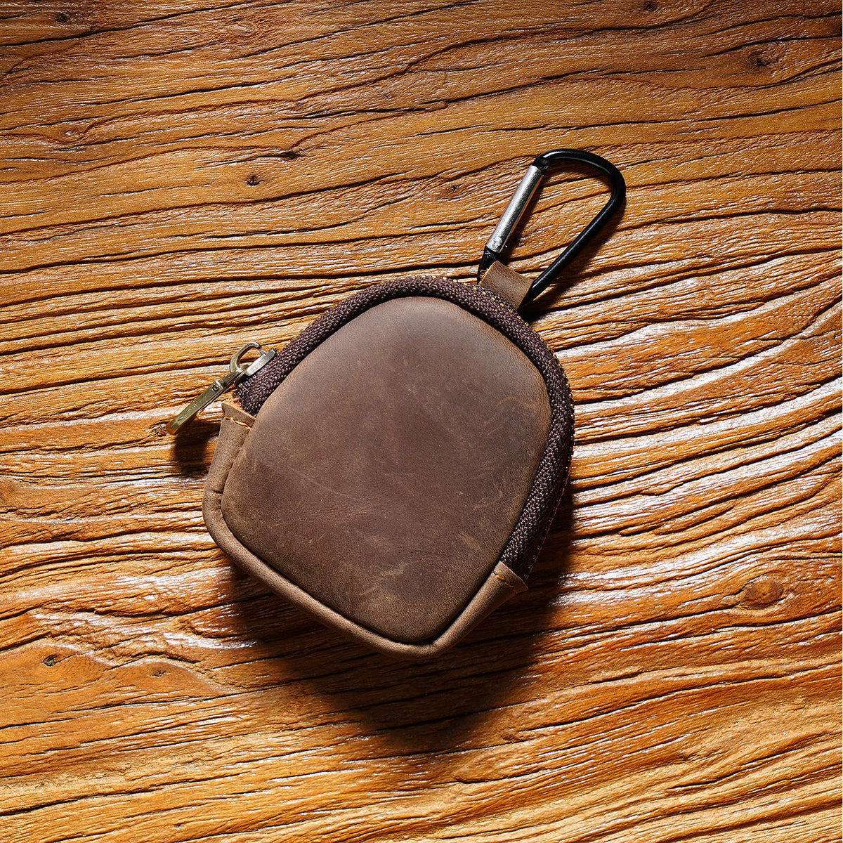 Cowhide Petit portefeuille Zipper Shell