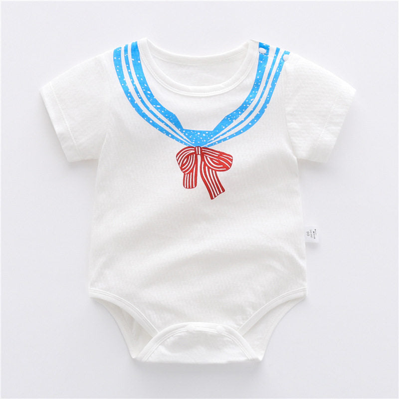 Versatile baby print bodysuit with short sleeves