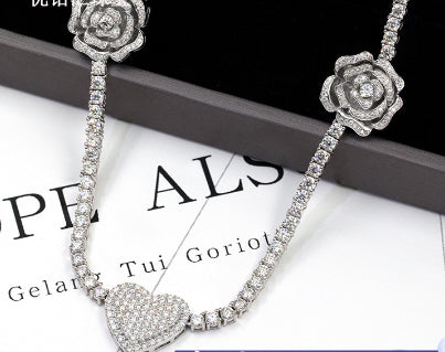 925 Argent Set Moissani Hip-hop Collier Rose Personnalisé