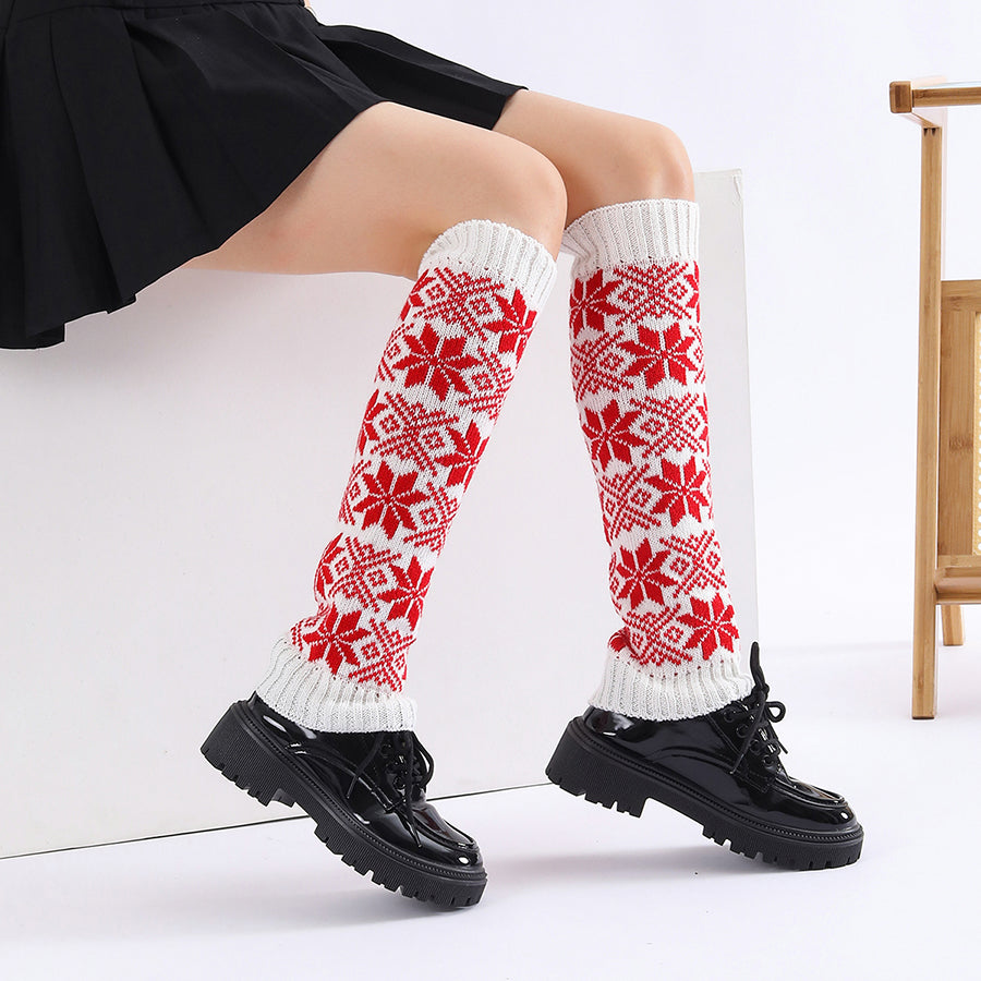 Filles Femmes flocons de neige Imprimer Automne Hiver Dame Longueur du genou Leggings Épaisseur chaud Femelle Soft