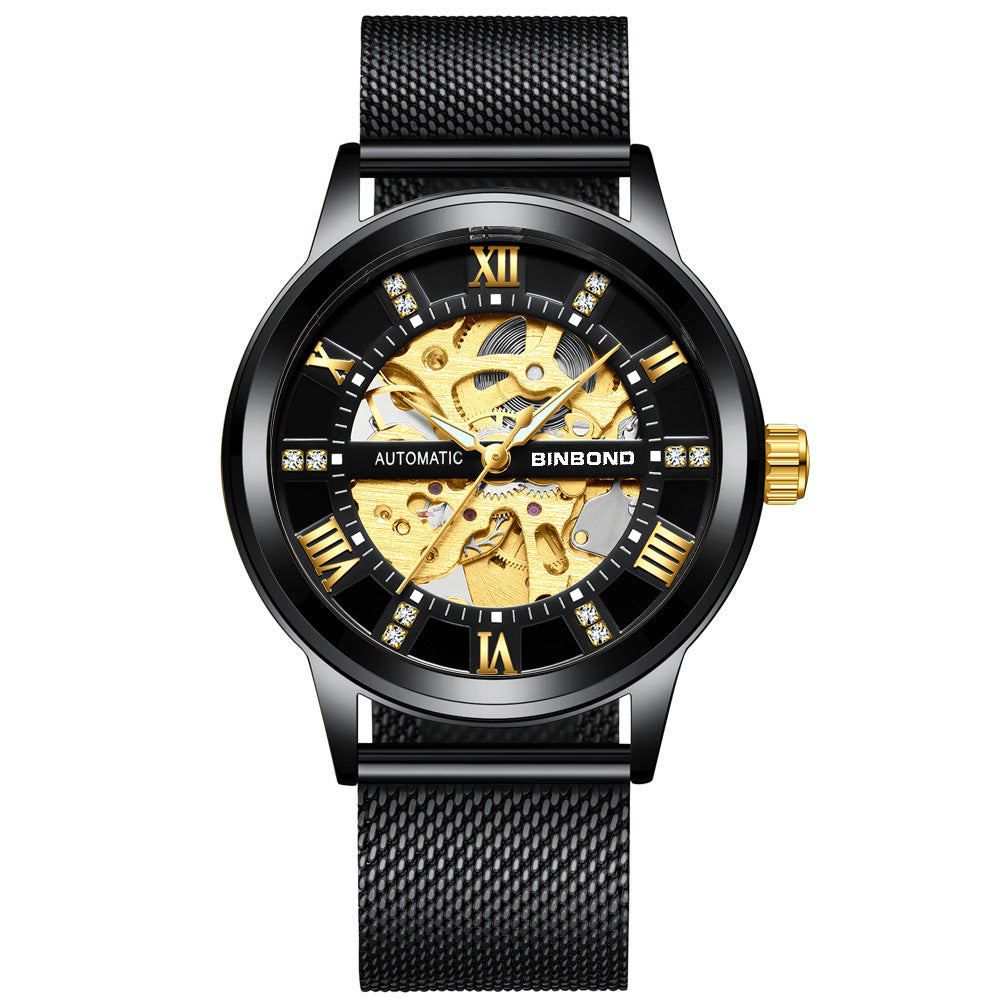 Montre mécanique automatique homme Lumineuse tendance de mode simple
