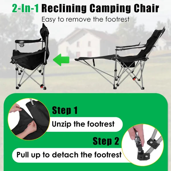 Chaise de camping inclinable extérieur 95-160 Angle réglable carbone acier cadre lourd Du