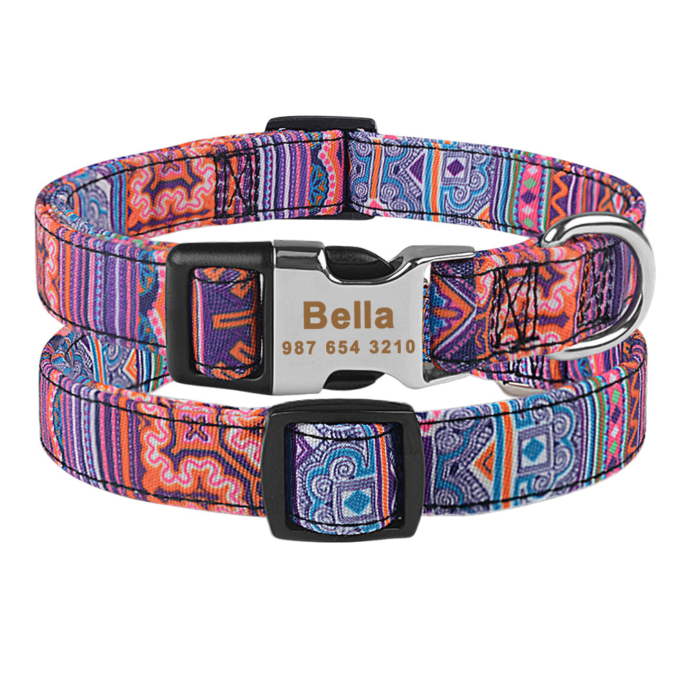 Collier de chien personnalisé en nylon réglable Free gravé Nom ID Tag