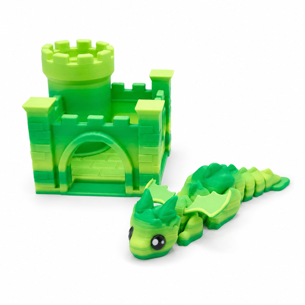 3D Imprimé Movable Joint Fantasy Beast Figurine avec Mini Castle House Bureau flexible ou
