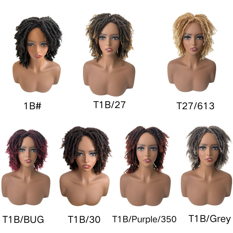 Dreadlock courte boucle pleine perruque pour les femmes haute température en soie rose Mesh bouchon