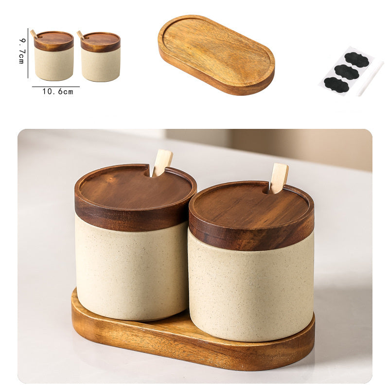 Boîte en céramique de style japonais avec serti à trois pièces de sertissage sel et S