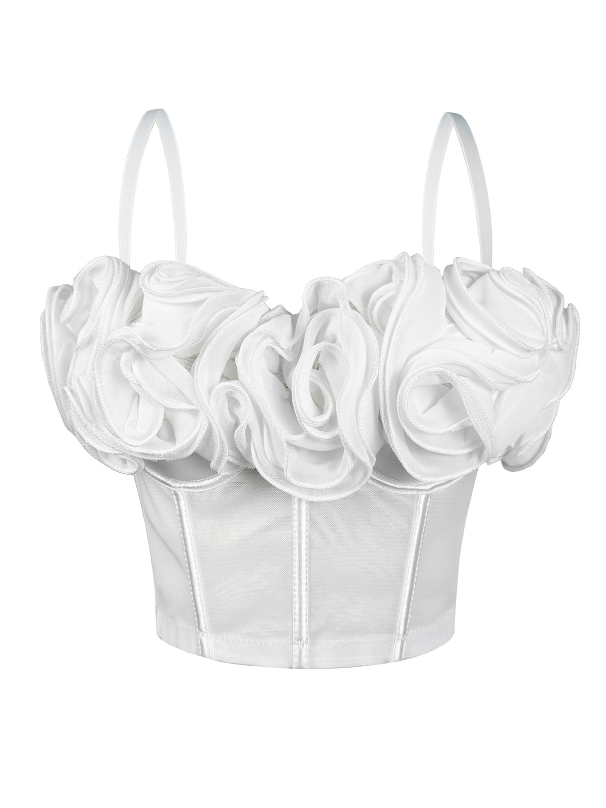 Trois-Dimensionnelle Flower Fishbone Bra Pure Desire Tube Top Mesh Breathable Inner Fishbone