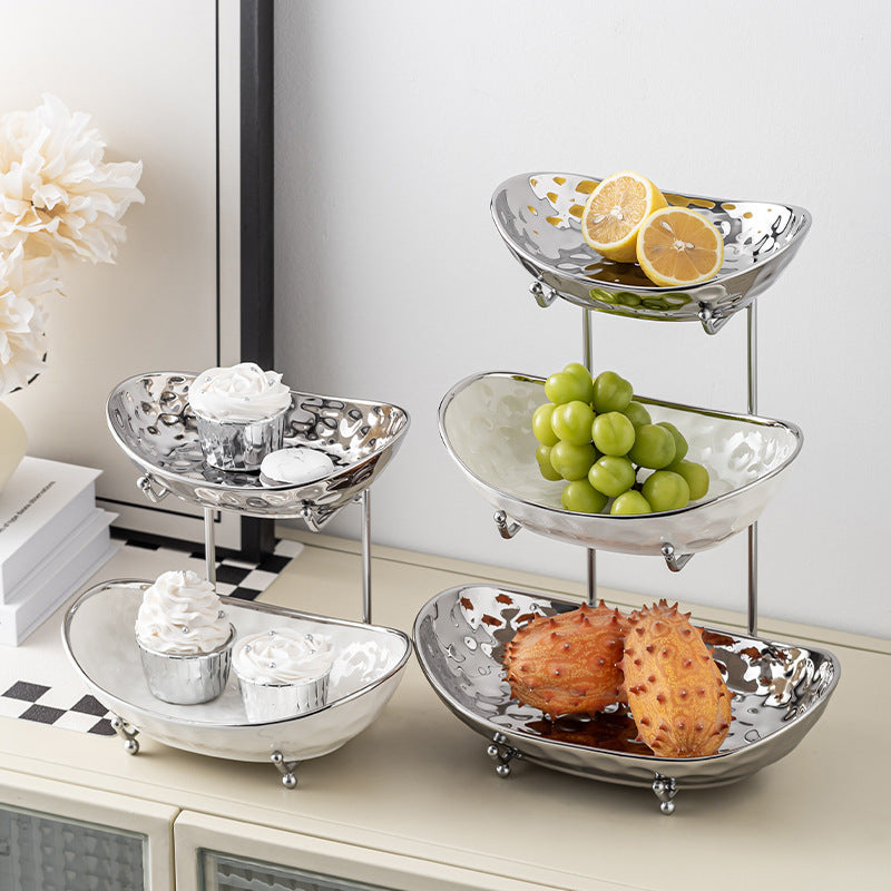 Rangement de la plaque de snack multicouche de style de luxe abordable