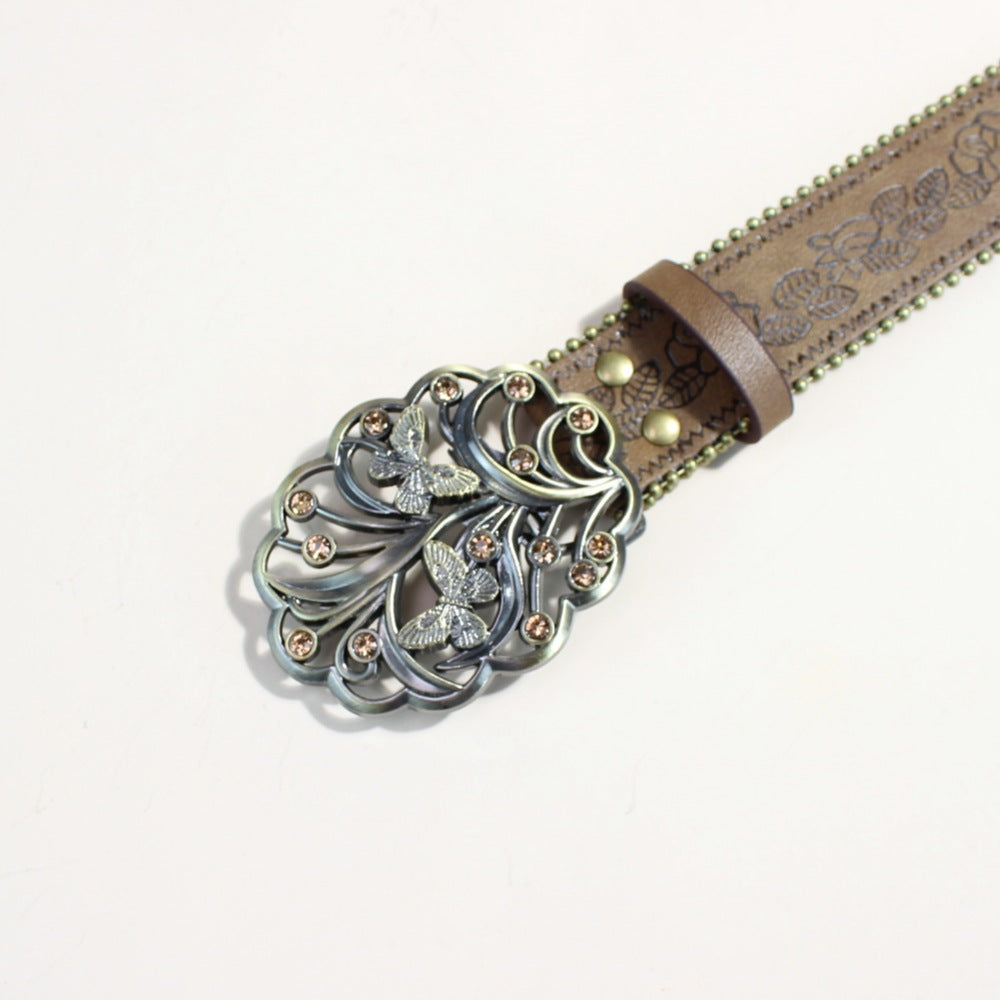 Mode décontractée Ceinture en cuir jeune avec un style snap Buckle Punk