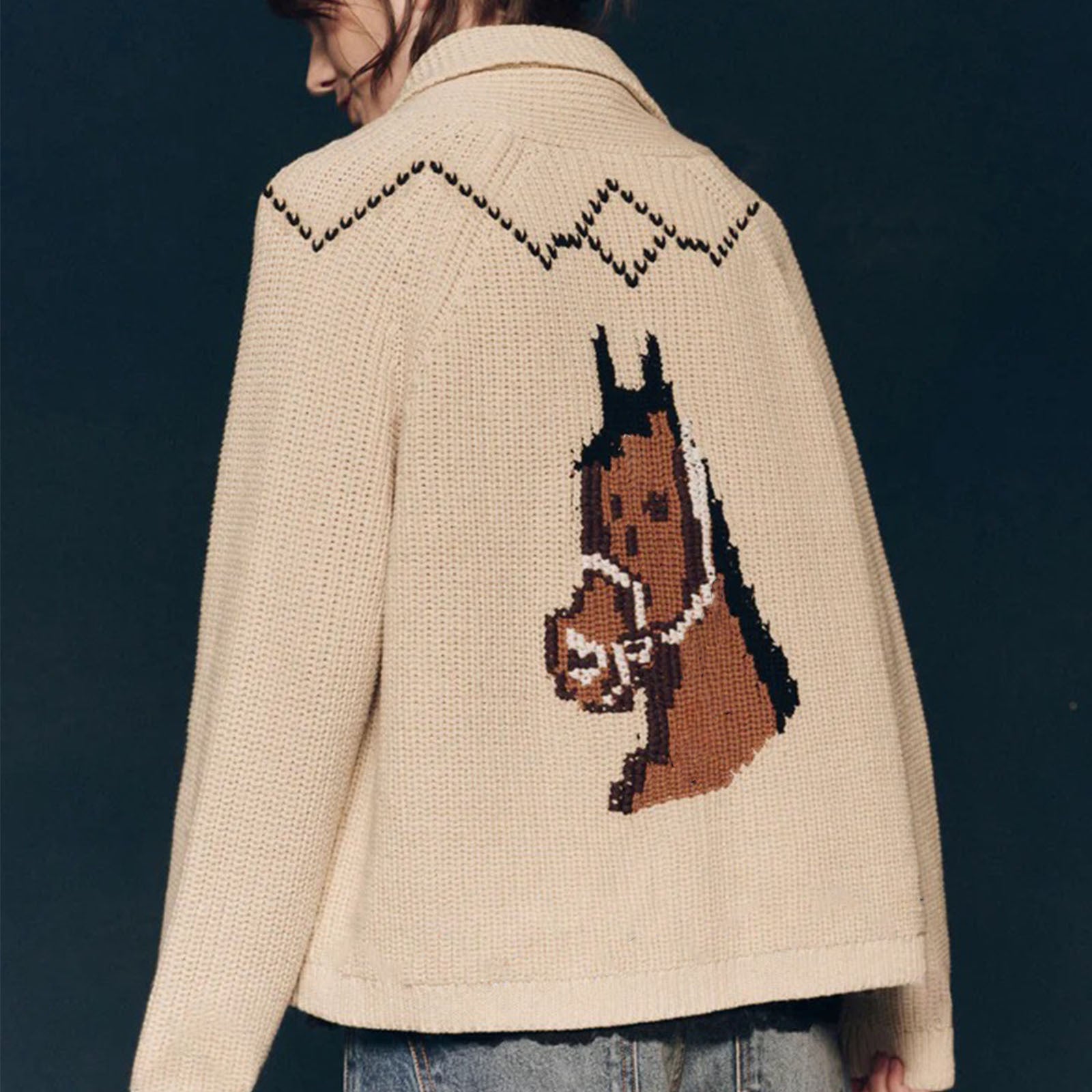 European And American Autumn And Winter Fashion Retro Art Lapel Loose Casual Knitted Cardi
