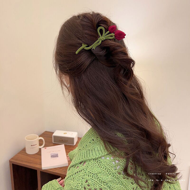 Barrettes de tulipe flottantes Femelle Dos Cheveux Updo