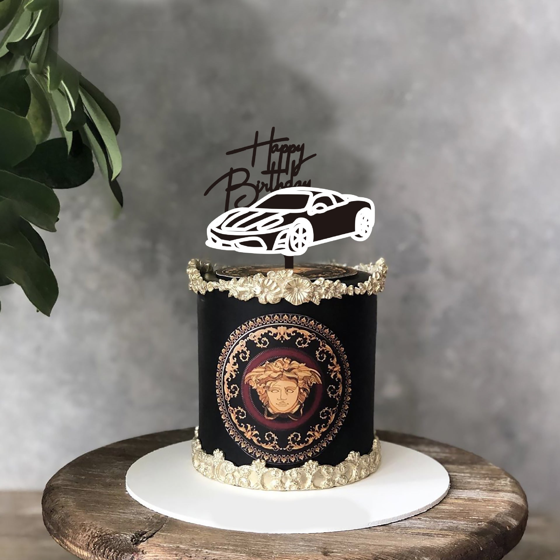 Décoration de fête d'insertion de gâteau anniversaire de voiture de moto