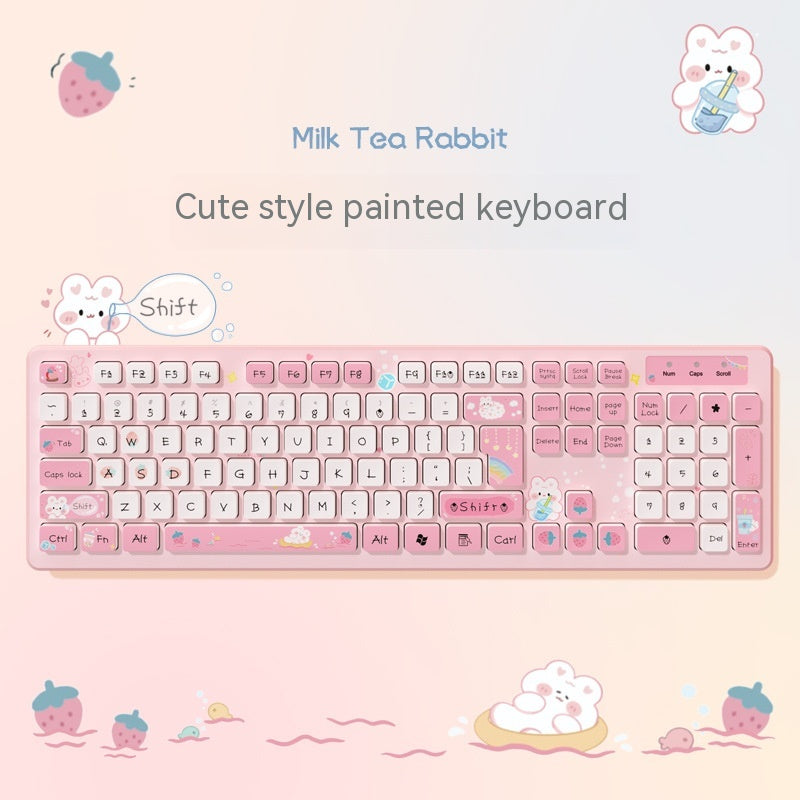 Thé de lait Lapin mignon chocolat filaire clavier