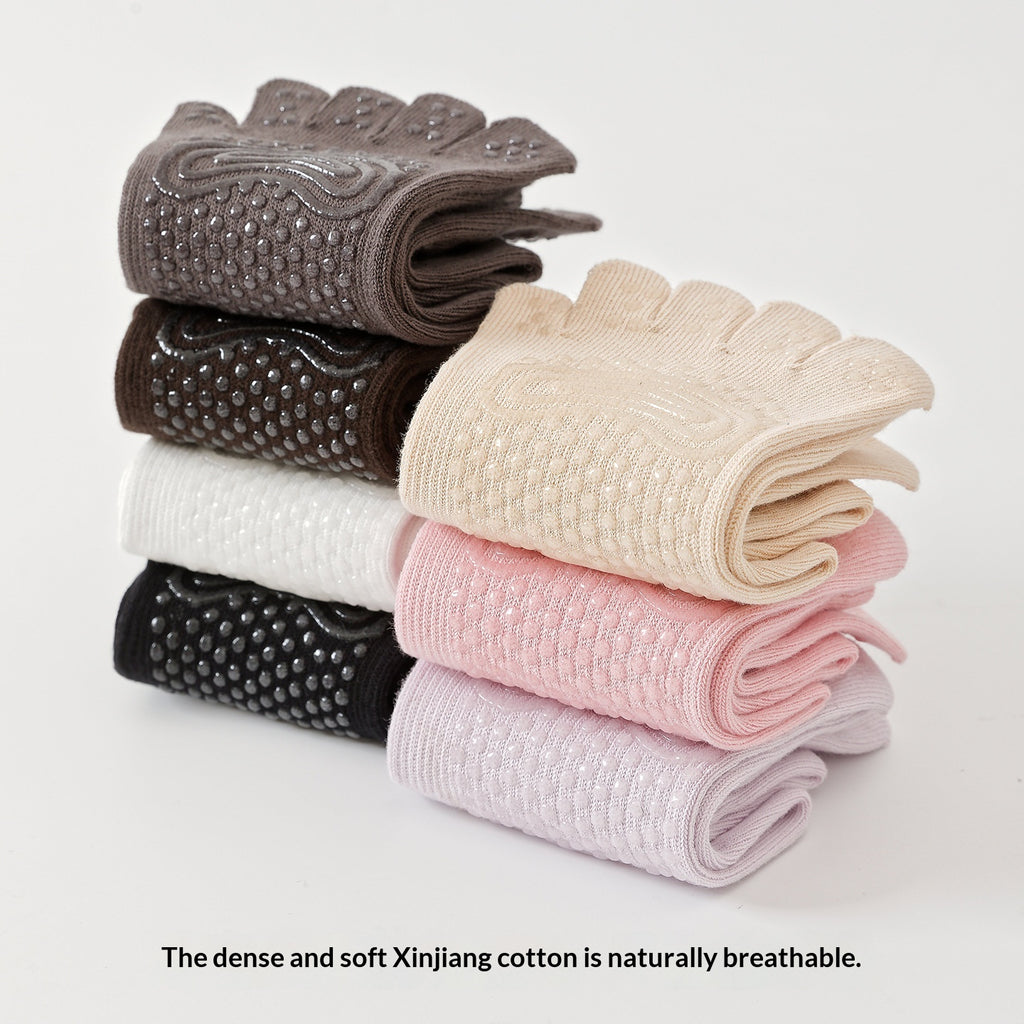 Chaussettes de yoga de printemps d'été à 5 Toe Mid-Calf