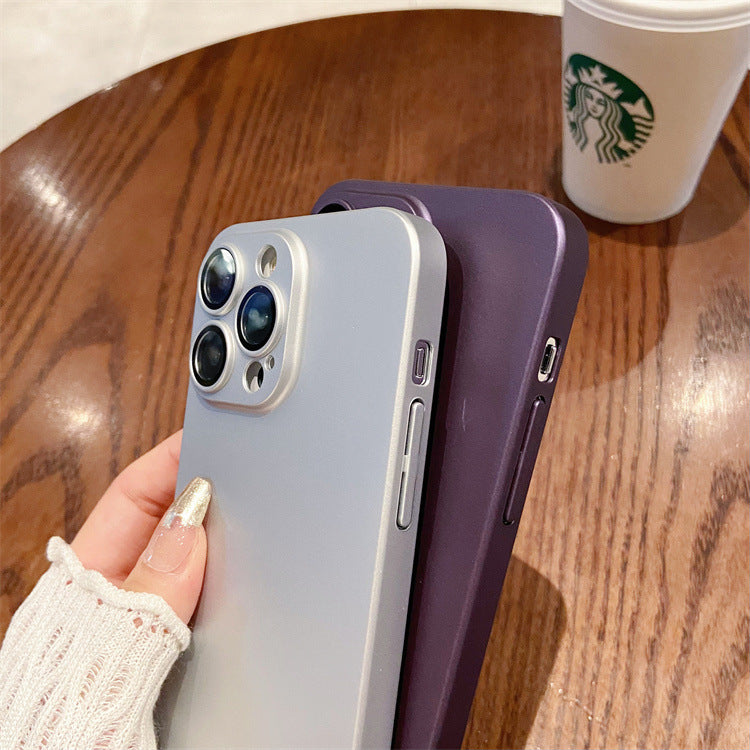 Metallic Paint PC avec Lens Protector Solid Color Phone Case