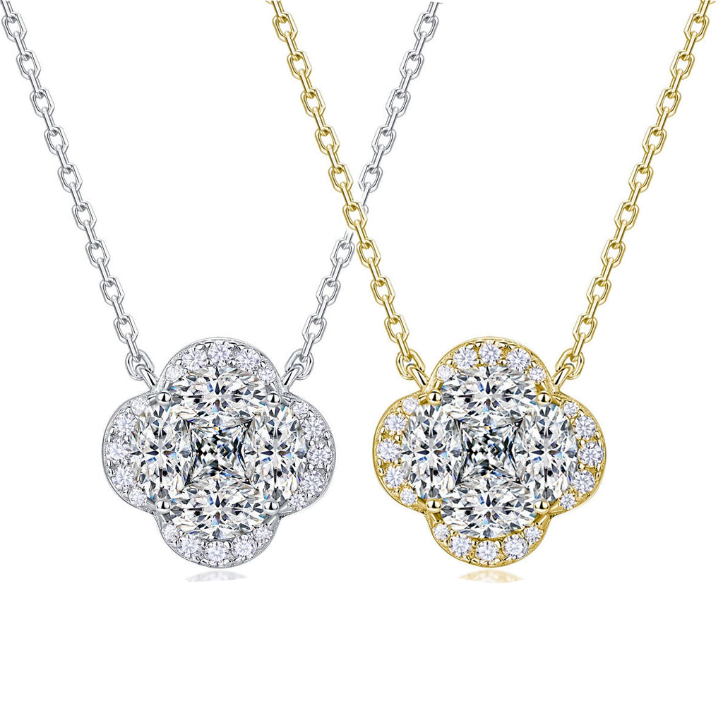 S925 Collier de trèfle en argent sterling Marquise Moissanite 45cm D Couleur VVS1 GRA certifié S