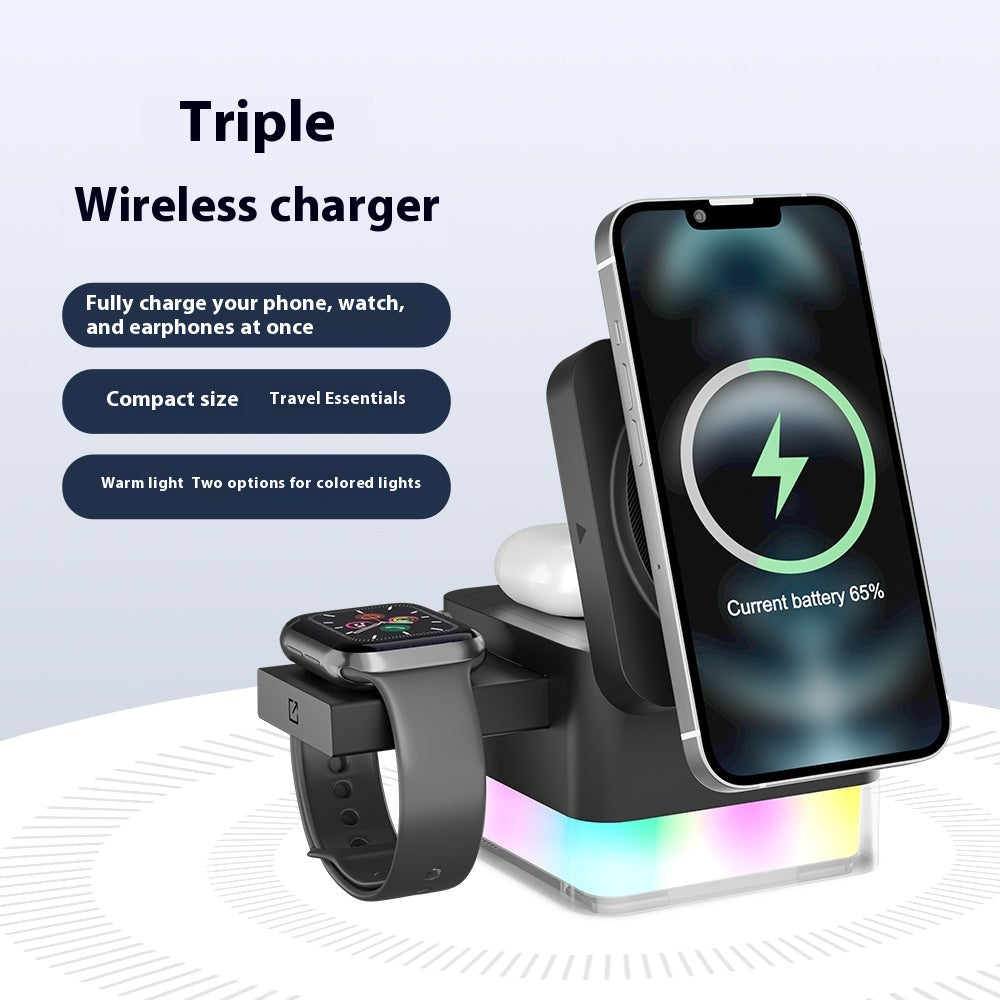 Chargeur 3-en-un sans fil multifonctionnel Chargeur de radiotéléphonie mobile 15W