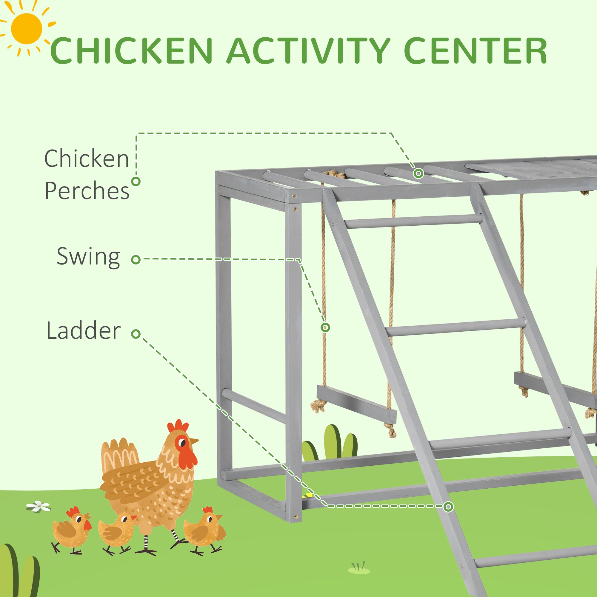 Jeu d'activité de poulet avec jeu de balançoire pour 3-4 oiseaux