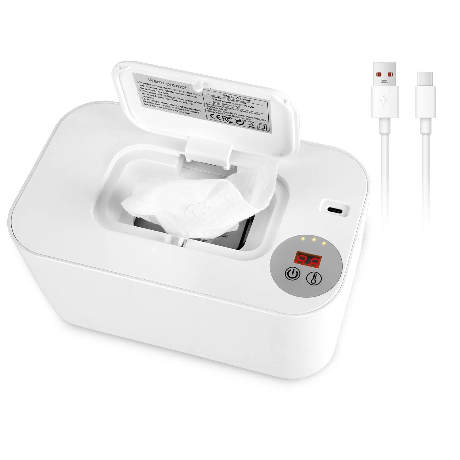 Réchauffeur d'essuie-tout bébé avec 3 paramètres de température Type C Powered Baby Wipes Dispenser avec
