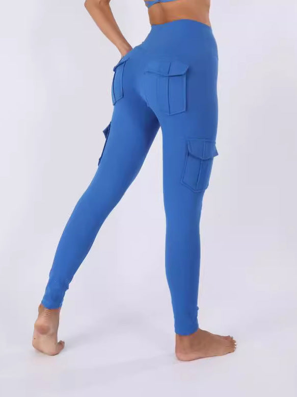Sports multi-poches brossé Naked-Feel Yoga Slimming Tight Leggings pour les femmes avec haute Wa