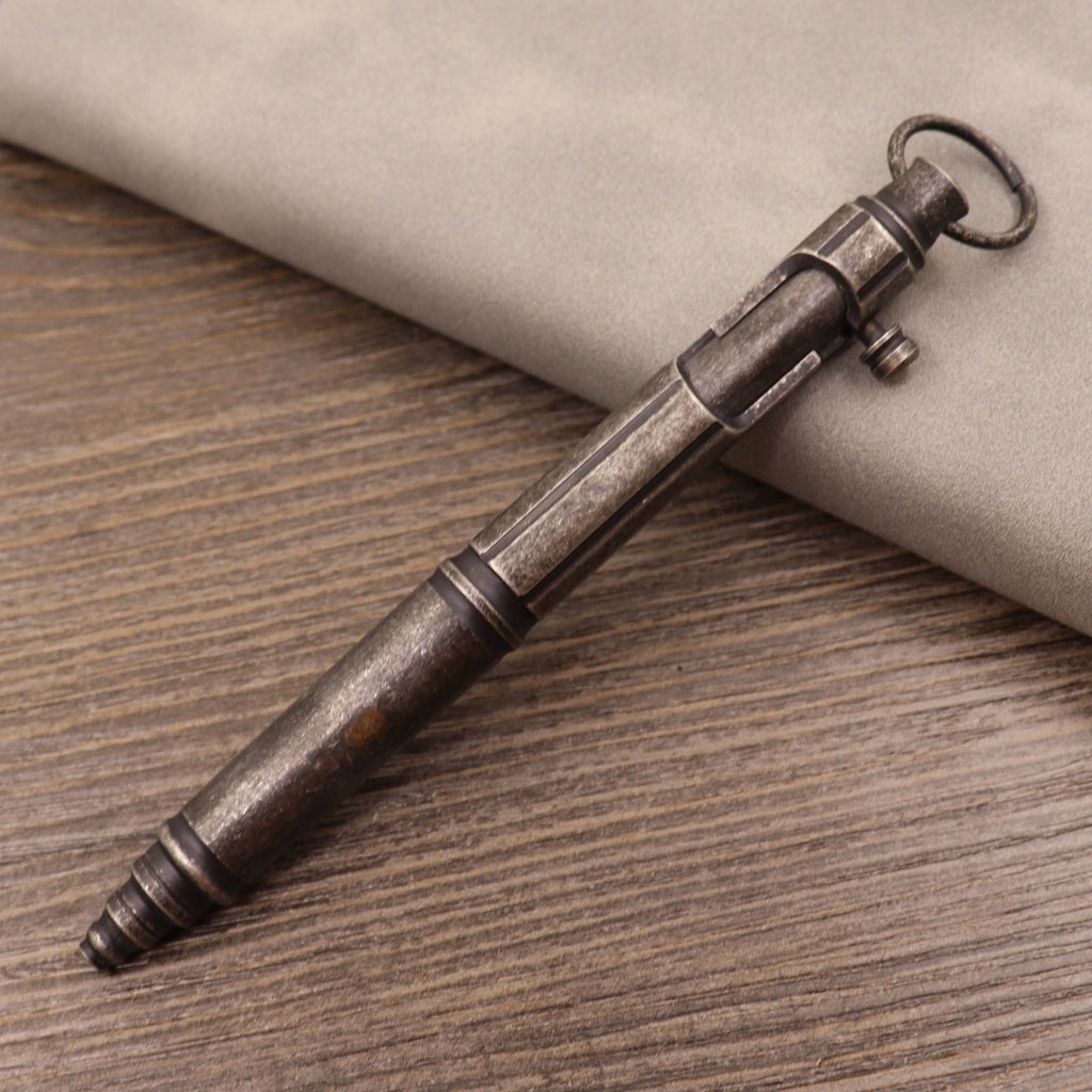 Stylo tactique en métal de type bolt en cuivre pur rétro