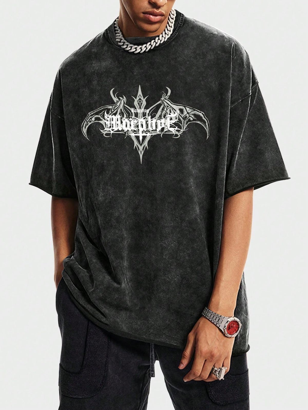 HermitCreate Laverd Short-sleeve Vintage Graphic avec une tache de la bande Michael