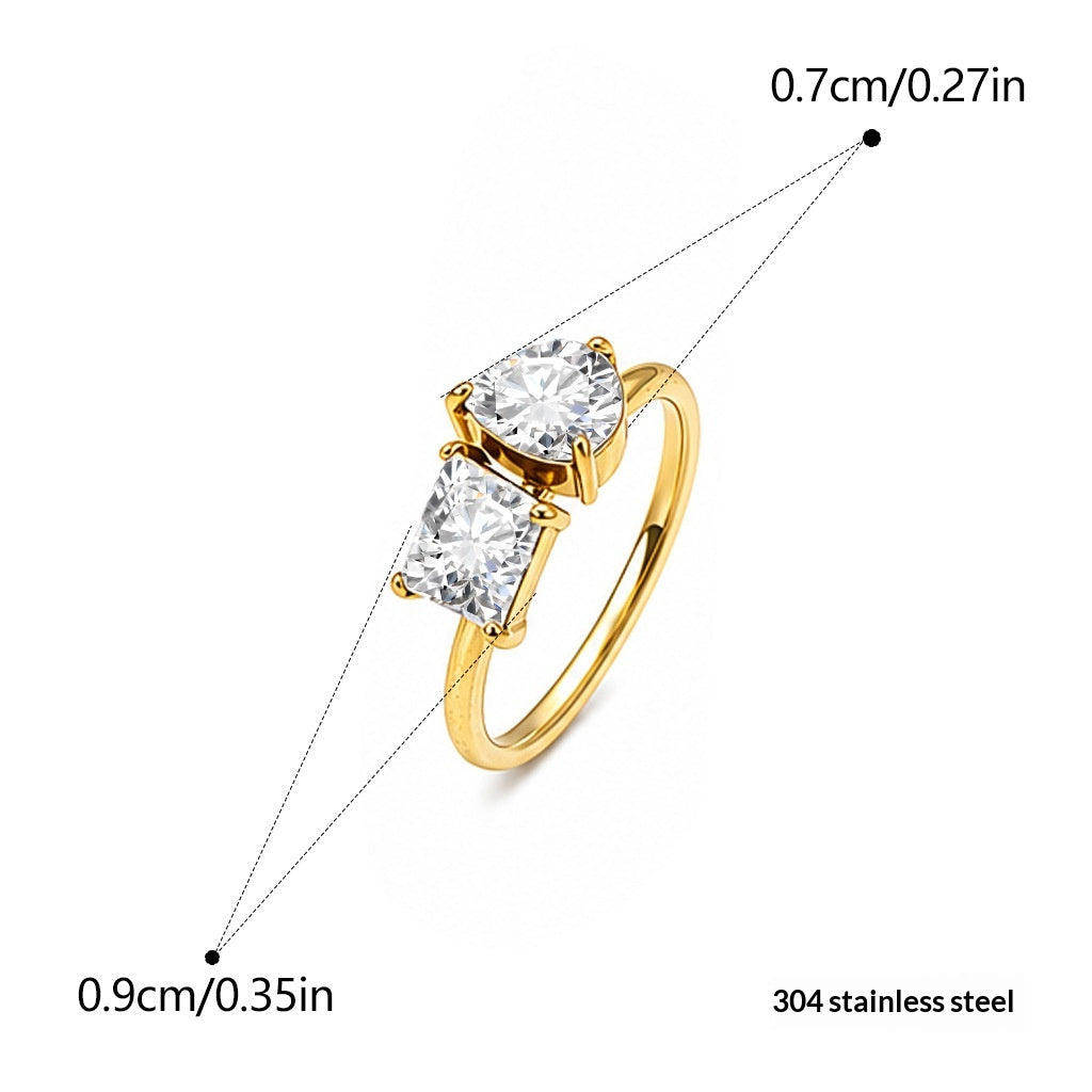 Anneau de titane en acier inoxydable Zircon pour femmes
