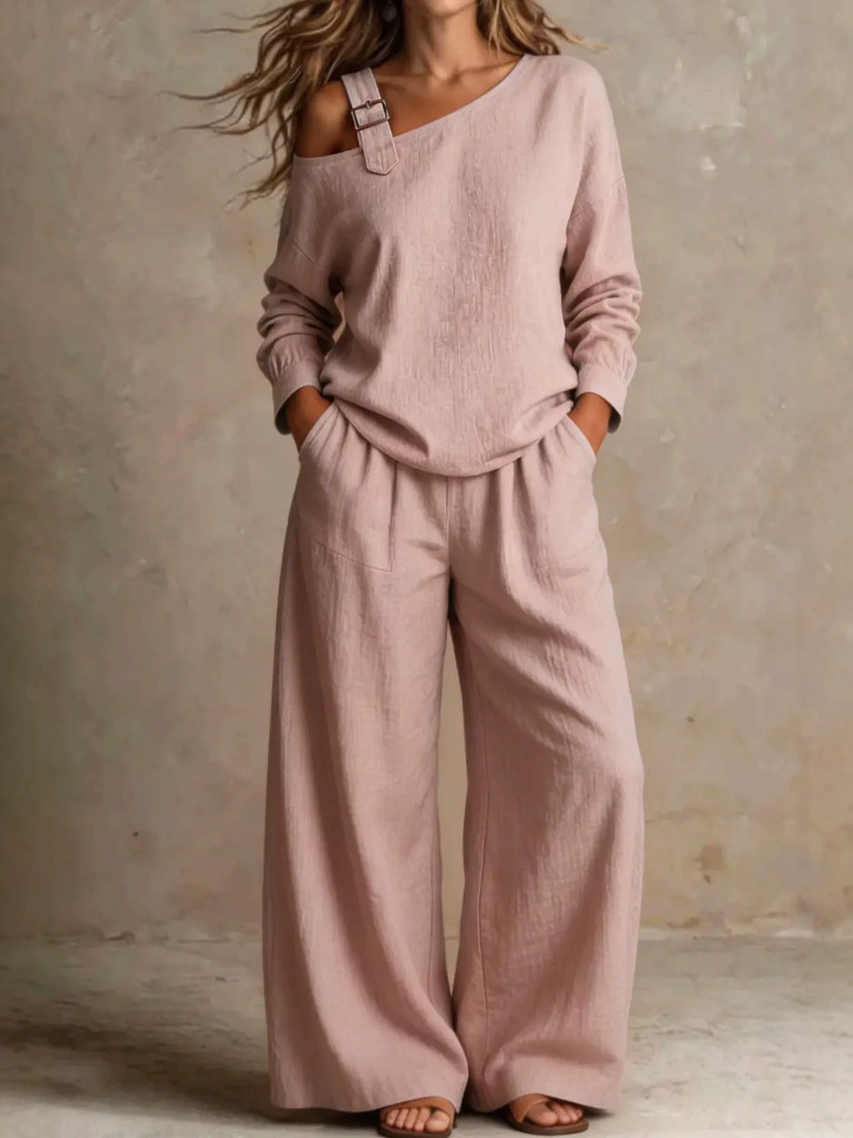 Site Hot-Selling Ensemble de deux pièces en lin à une couche de mode décontractée pour femmes