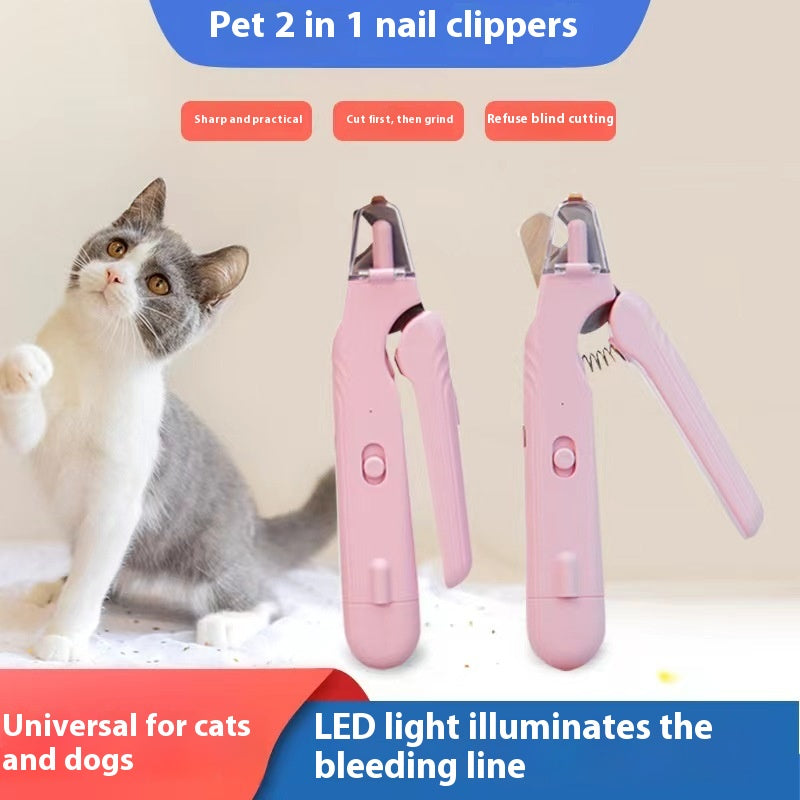 2 Clippers d'ongle d'animal en 1 avec led Light Dog Cat Special Blood Line Ciseaux multifonction