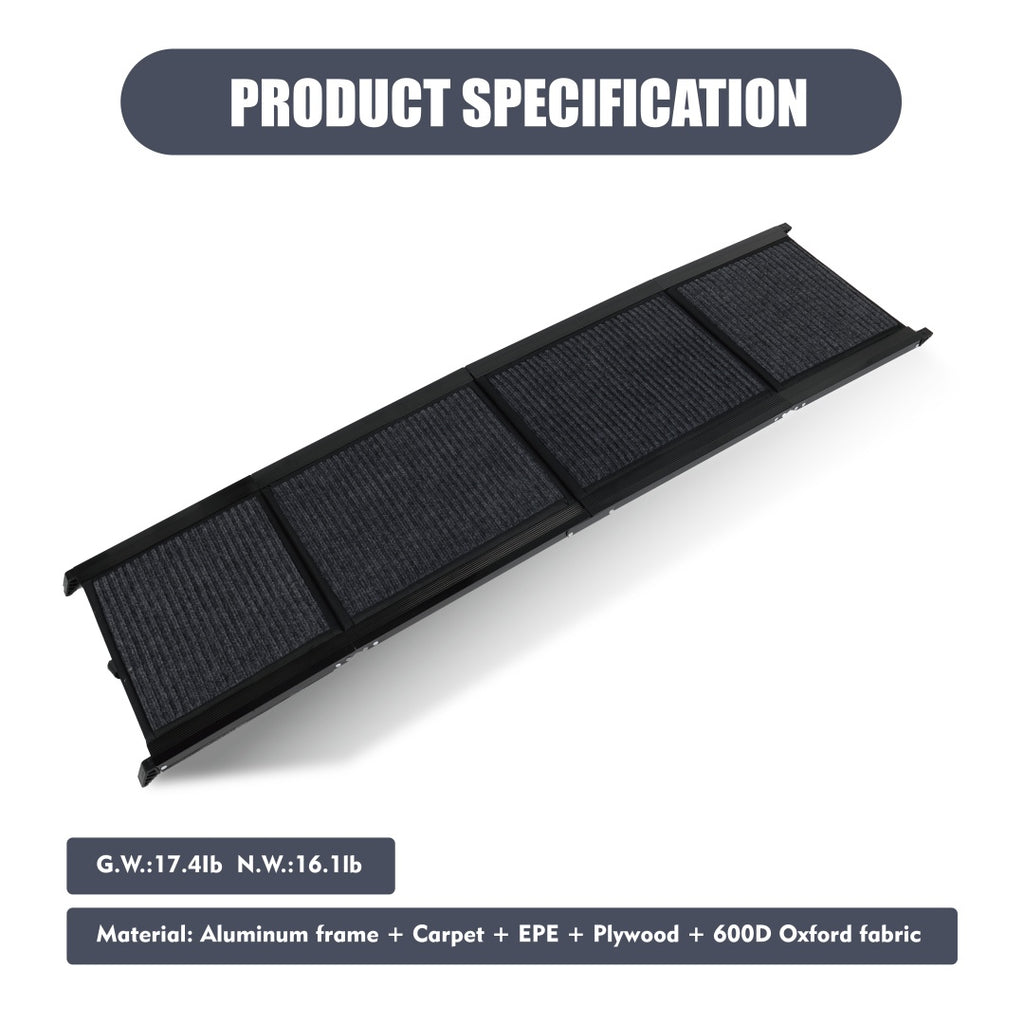 Rampe pour chien pour voiture 65x17 Grand pliage de l'escalier d'animal pour camion