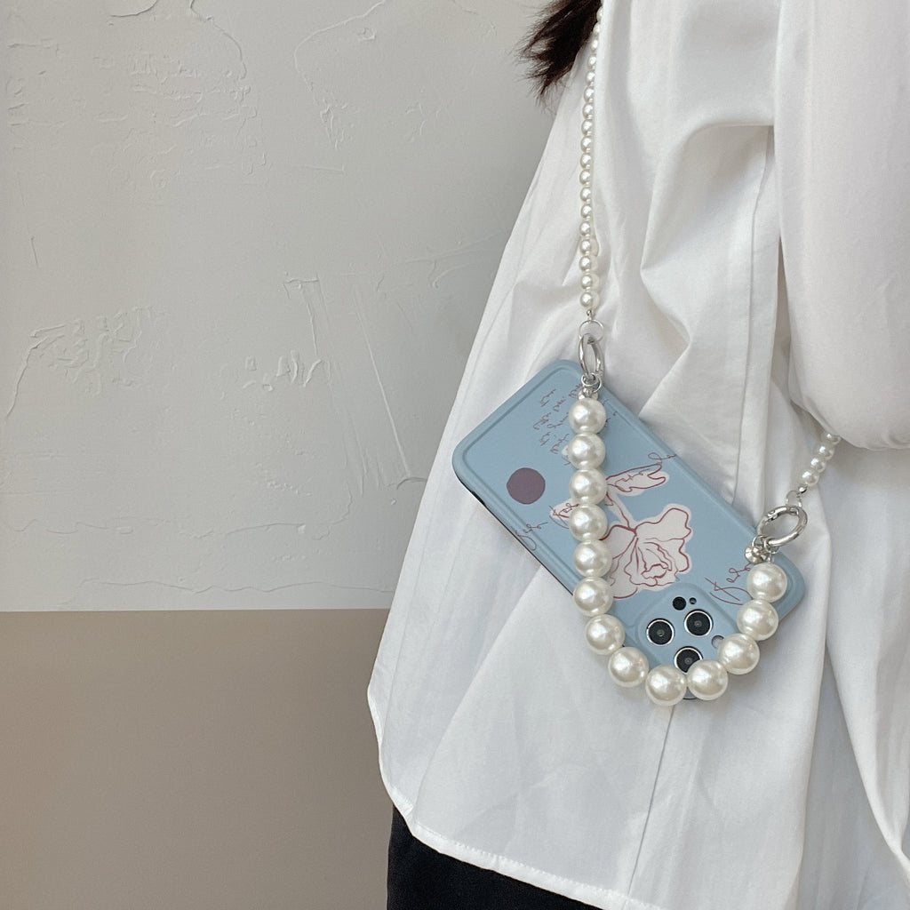 Flower Pearl Messenger boîtier de téléphone en silicone