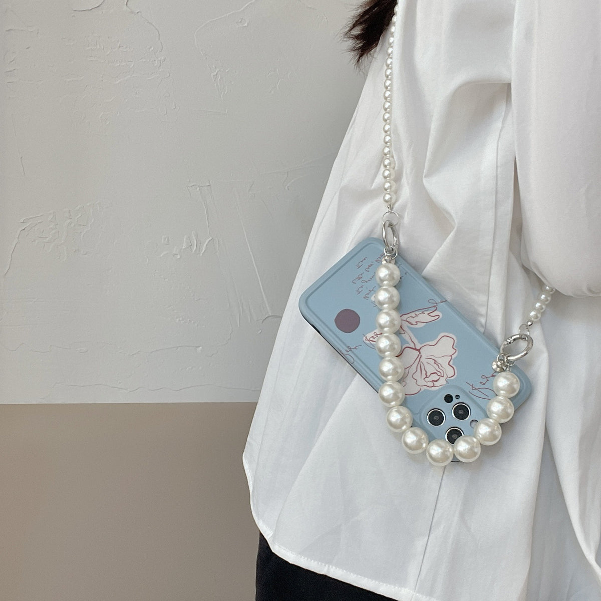 Flower Pearl Messenger boîtier de téléphone en silicone