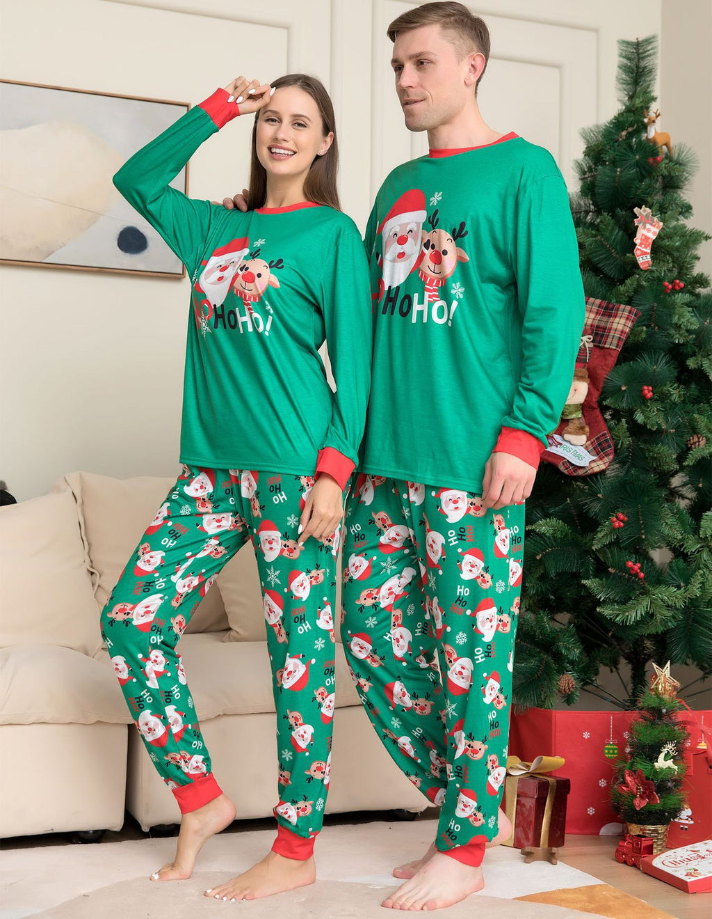 Vêtements de maison de Noël Santa Imprimer Costume parent-enfant