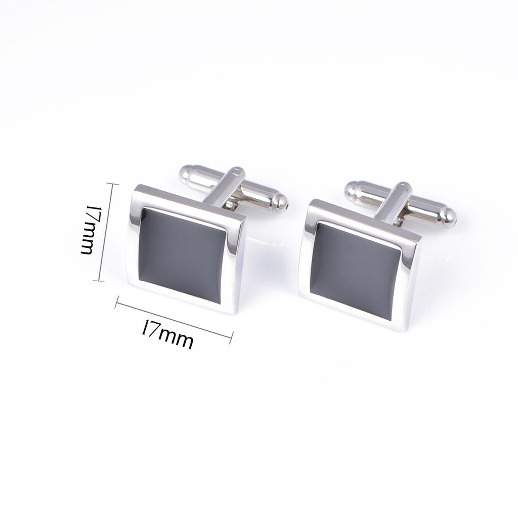 Classic Black Square Boutons de manchette français Epoxy Boutons de manchette
