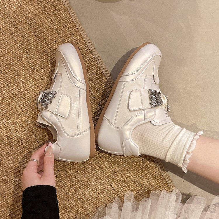 Femmes Coréenne Mode Strass Allemand Chaussures de formation Printemps Confortable Toe Rond Lightwe