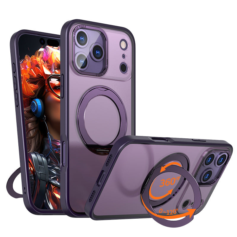 Coque de téléphone pivotant en orange avec support rotatif magnétique à 360 degrés et une peau mate comme F