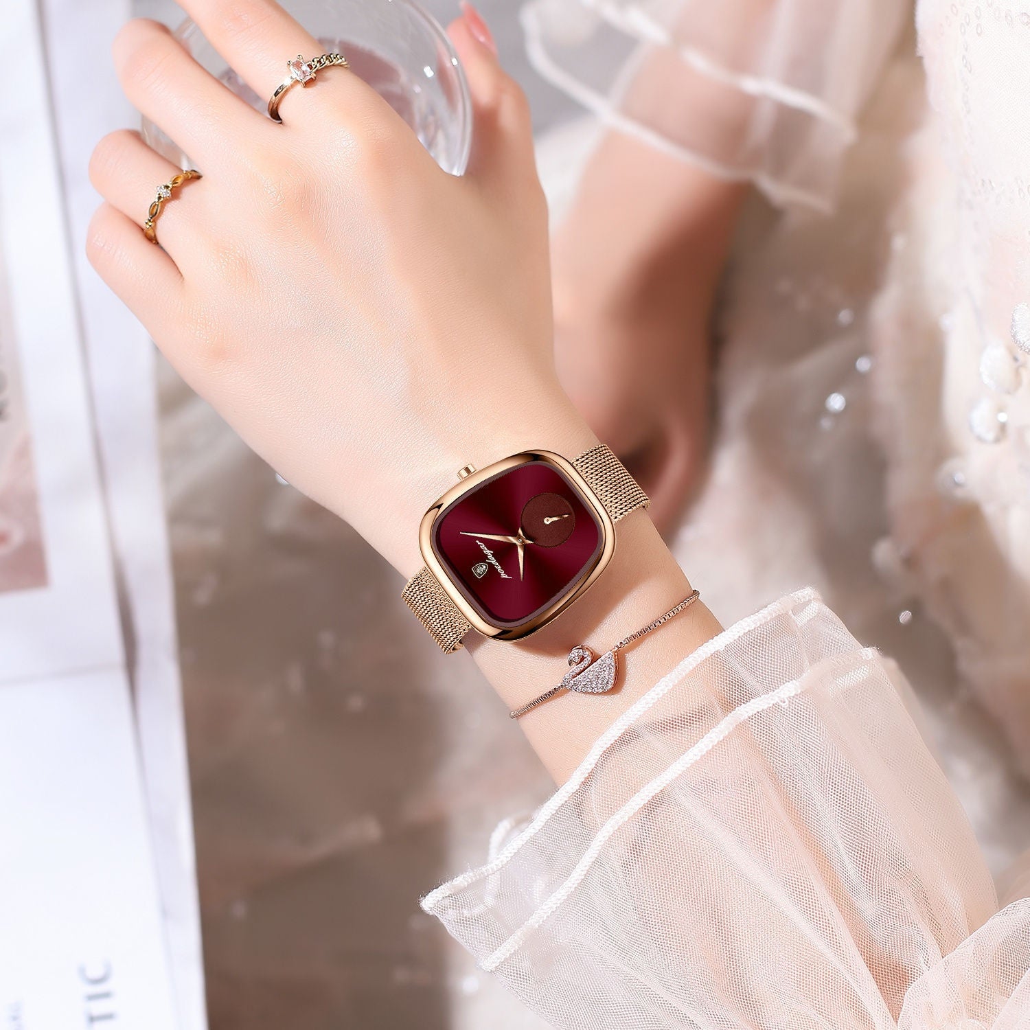 Tempérament Coréen Style Advanced Waterproof Net Rouge Montre pour les femmes