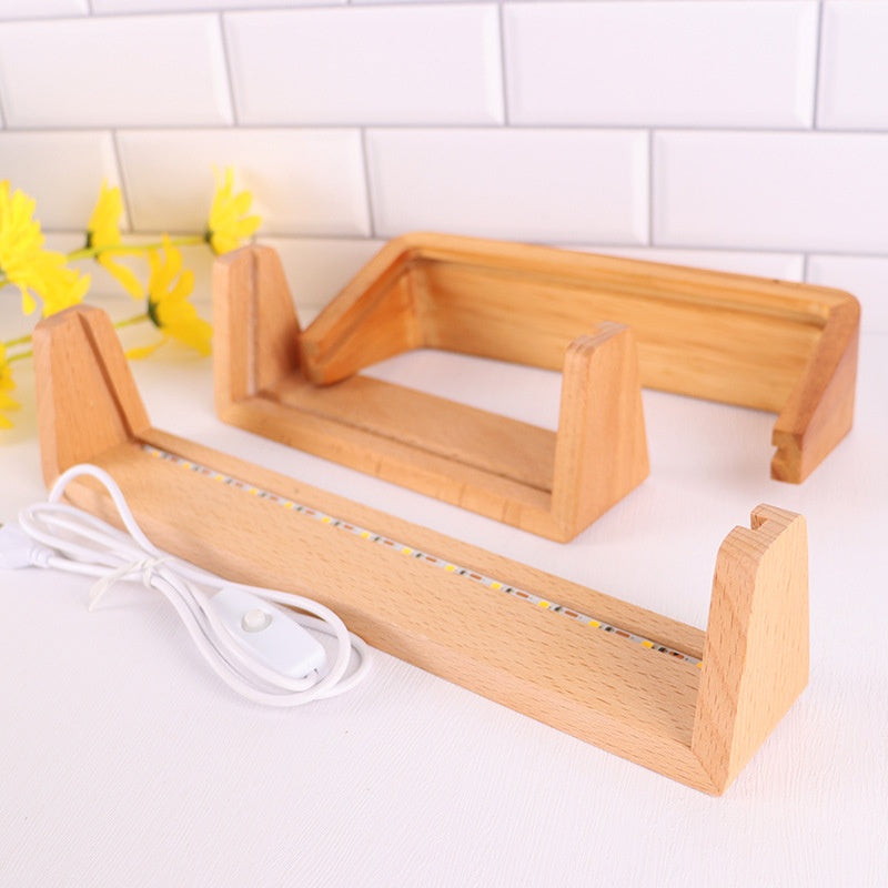 Affichage lumineux U en bois Acrylique rack Photo cadre bureau Calendrier Support de lampe
