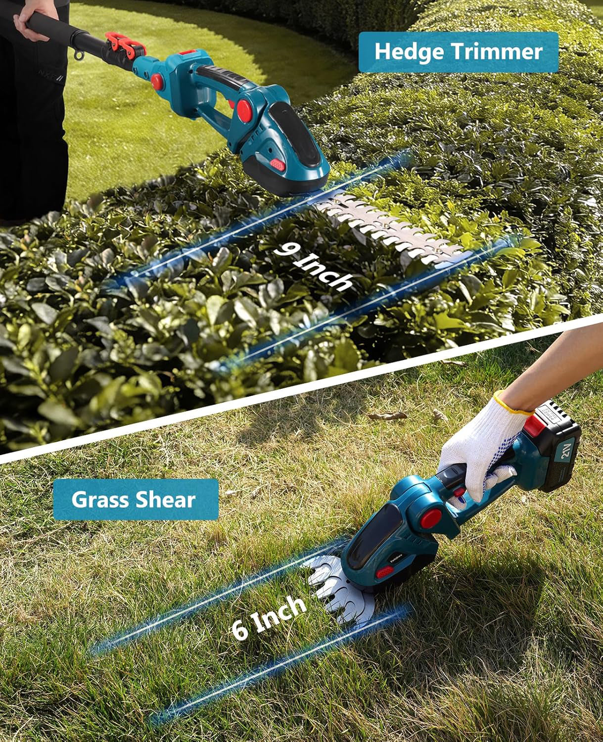 Échelle de taille de batterie Hedge Trimmer électrique 6 pouces Mini Chainsaw 3 En 1 Hedge Trimmer télescopique