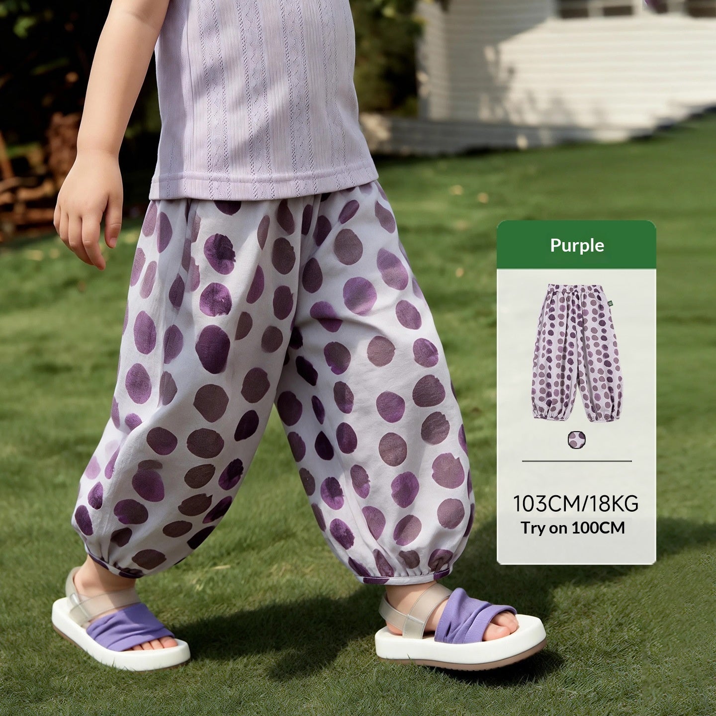 Arrivée enfants Color-Block rayé et Polka-Dot anti-Mosquito pantalons