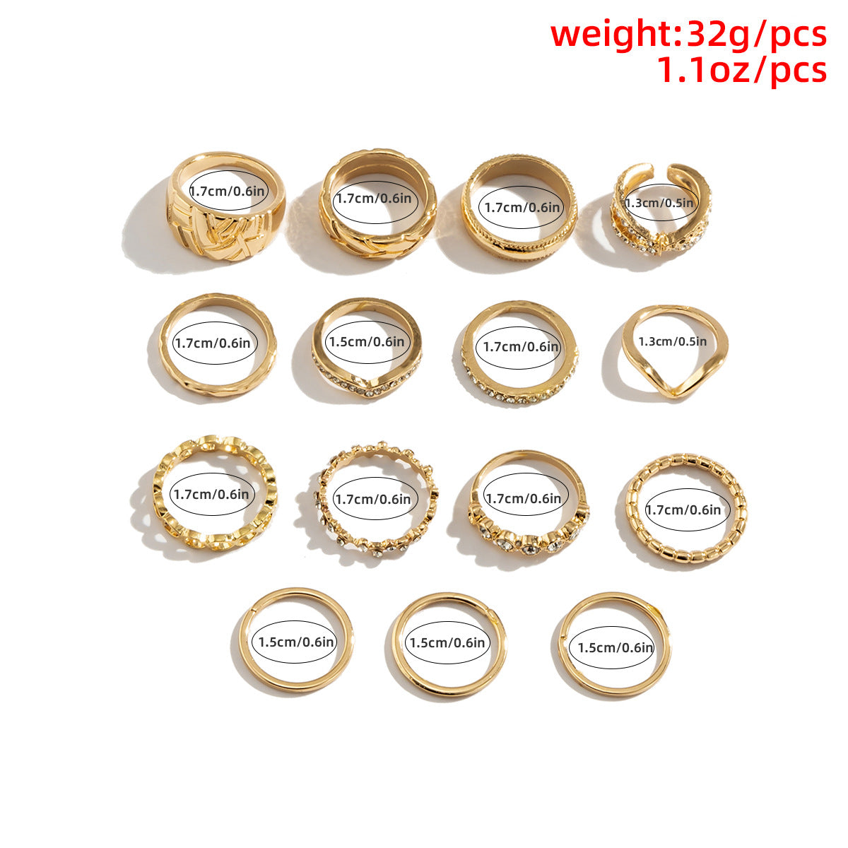 European and American Retro Cold Wind Combine Hollow Curved Ring
