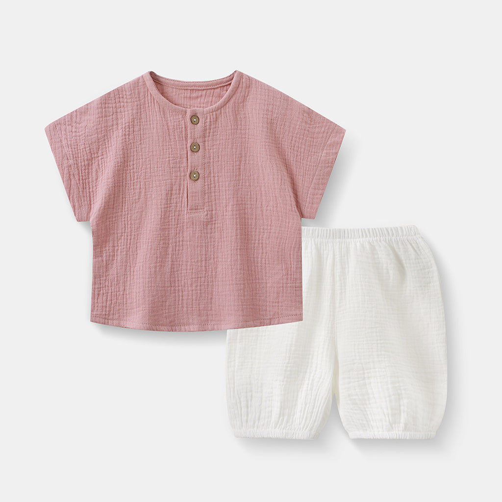 Pure Cotton Gauze Casual Home Ensemble à deux pièces pour bébés