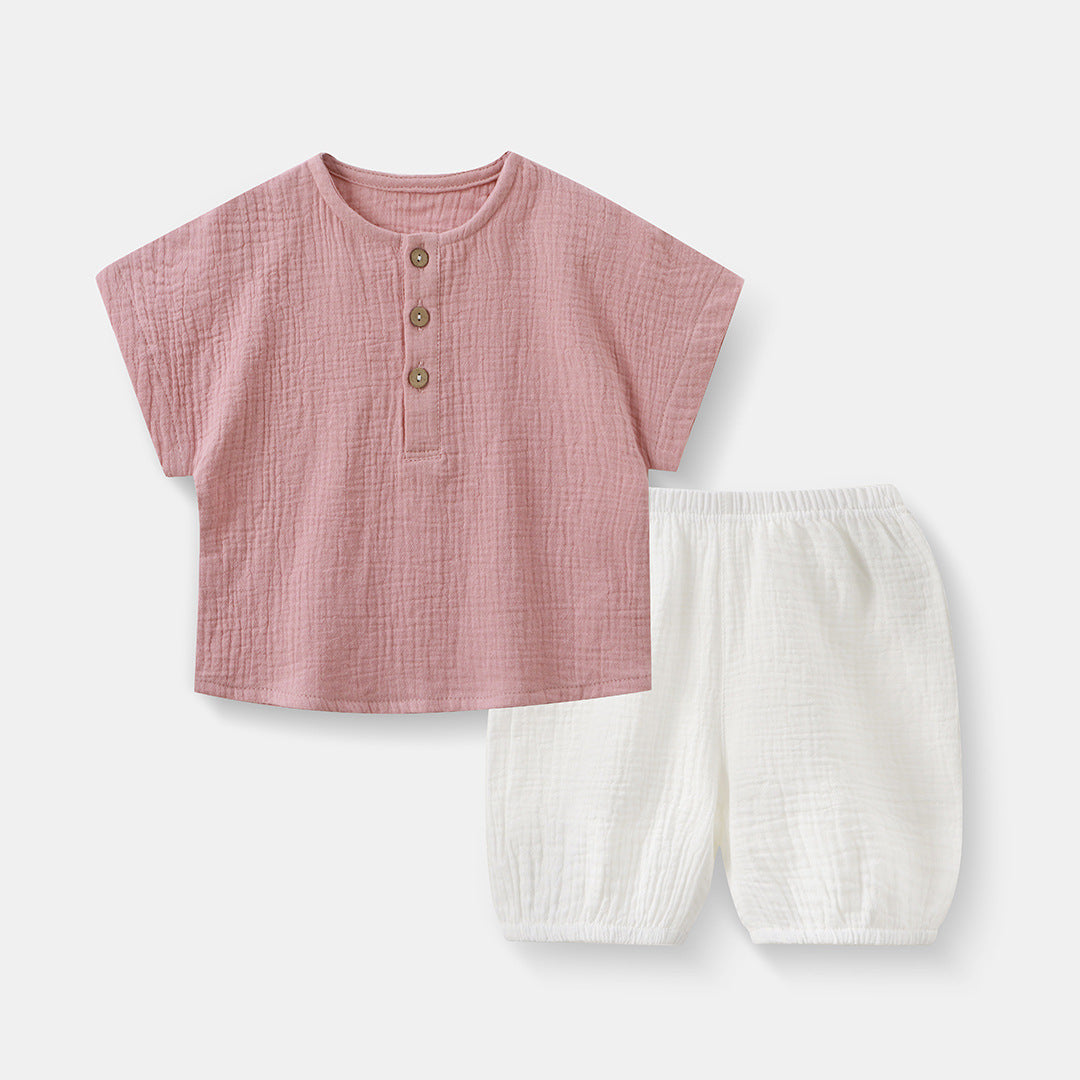 Pure Cotton Gauze Casual Home Ensemble à deux pièces pour bébés