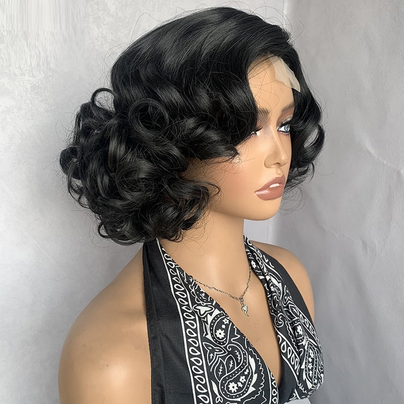 Dentelle Parted Egg Curl Big Wave Perruque synthétique Femme Tête