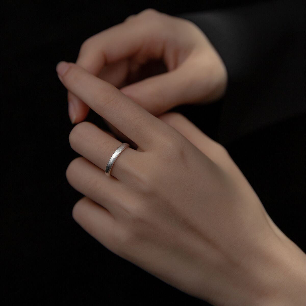 Coréenne Simple Creative Brossed Couple Anneau