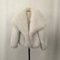 Sophistiqué élégant et versatile manteau de faux-fur en cisaillement avec un grand lapel