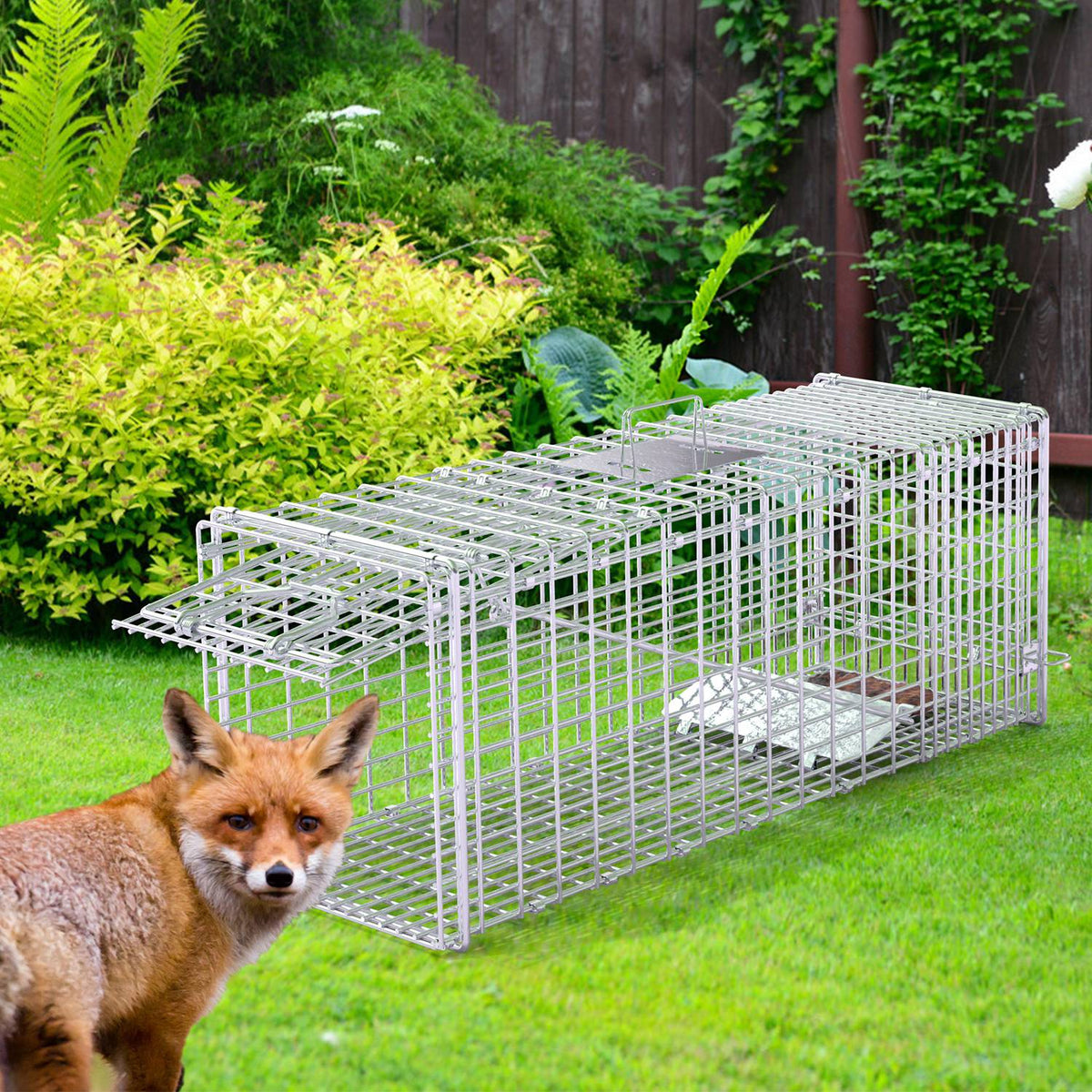1Pc Trap d'animaux vivants Cage 37x14x15in Pliage Catch et libérer humain Trap de chat galvanisé