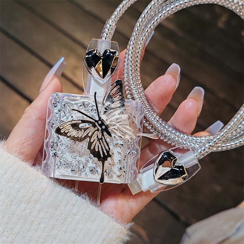 Three-dimensional butterfly USB cable protector sleeve