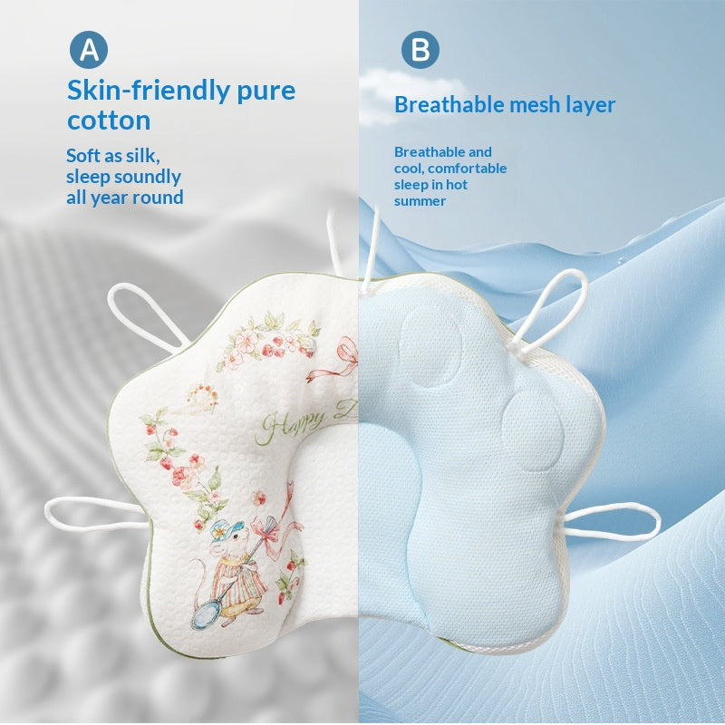 Oreiller pour nouveau-nés de plusieurs mois conçu pour corriger la forme de la tête pendant le sommeil