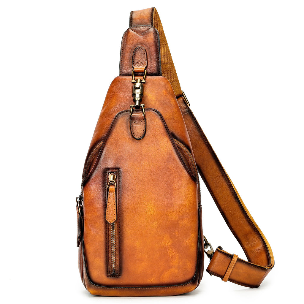 Ma Pi Mens Coffret sac en cuir véritable Vintage Lock-Clasp Avant Pack élégant Commuter devrait